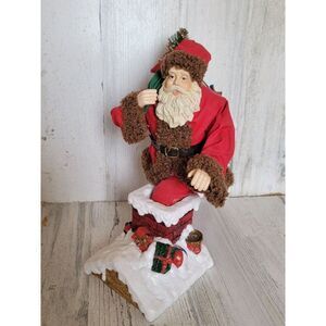 Santa Claus gift delivery chimney rooftop figure toys xmas glitter